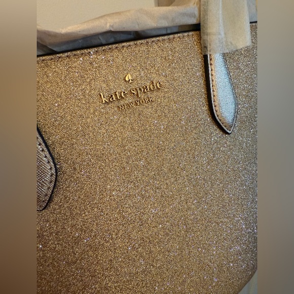 Kate Spade gold glitter crossbody satchel - Picture 4 of 7
